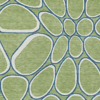 3' X 5' Artichoke Green And Ivory Abstract Washable Indoor Outdoor Area Rug