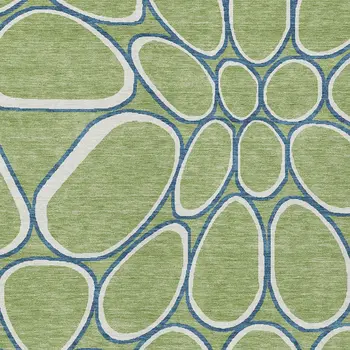 5' X 8' Artichoke Green And Ivory Abstract Washable Indoor Outdoor Area Rug