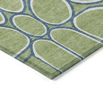 9' X 12' Artichoke Green And Ivory Abstract Washable Indoor Outdoor Area Rug