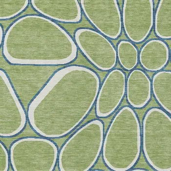 10' X 14' Artichoke Green And Ivory Abstract Washable Indoor Outdoor Area Rug