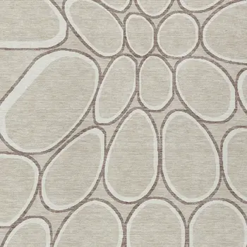 9' X 12' Beige And Brown Abstract Washable Indoor Outdoor Area Rug