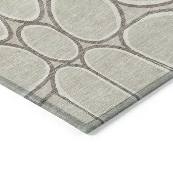 10' X 14' Beige And Brown Abstract Washable Indoor Outdoor Area Rug