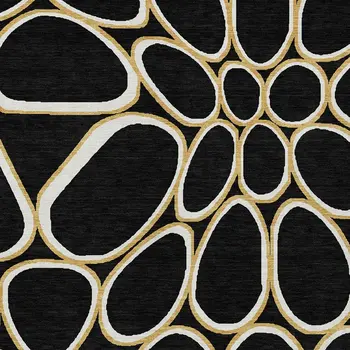 3' X 5' Black Ivory And Beige Abstract Washable Indoor Outdoor Area Rug