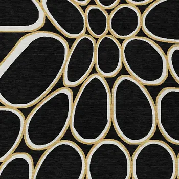 8' X 10' Black Ivory And Beige Abstract Washable Indoor Outdoor Area Rug
