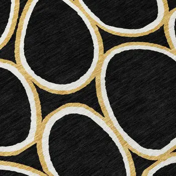 10' X 14' Black Ivory And Beige Abstract Washable Indoor Outdoor Area Rug