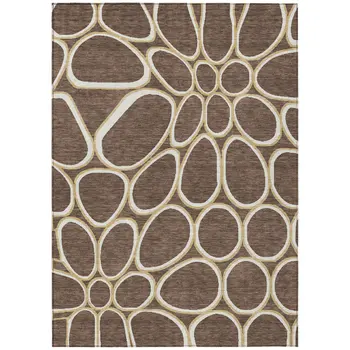 9' X 12' Black Ivory And Beige Abstract Washable Indoor Outdoor Area Rug