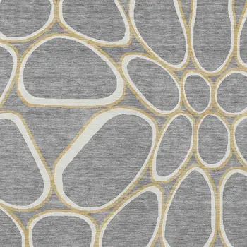 8' X 10' Gray Ivory And Beige Abstract Washable Indoor Outdoor Area Rug