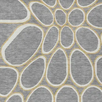9' X 12' Gray Ivory And Beige Abstract Washable Indoor Outdoor Area Rug