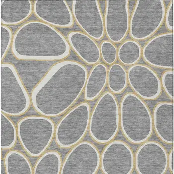 10' X 14' Gray Ivory And Beige Abstract Washable Indoor Outdoor Area Rug