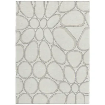 3' X 5' Ivory And Gray Abstract Washable Indoor Outdoor Area Rug
