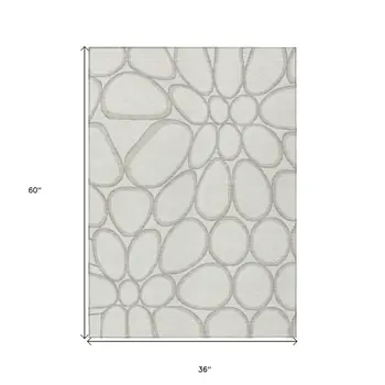 3' X 5' Ivory And Gray Abstract Washable Indoor Outdoor Area Rug