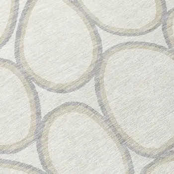 8' Ivory And Gray Round Abstract Washable Indoor Outdoor Area Rug