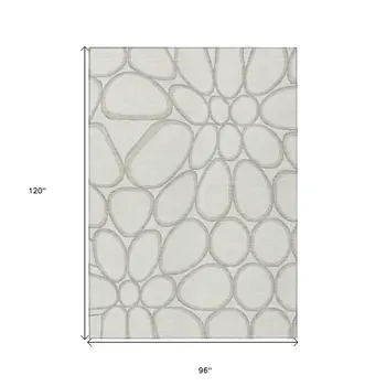 8' X 10' Ivory And Gray Abstract Washable Indoor Outdoor Area Rug