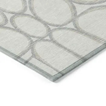 9' X 12' Ivory And Gray Abstract Washable Indoor Outdoor Area Rug