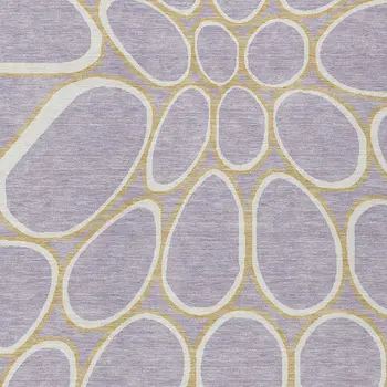 5' X 8' Lavender Ivory And Gold Abstract Washable Indoor Outdoor Area Rug