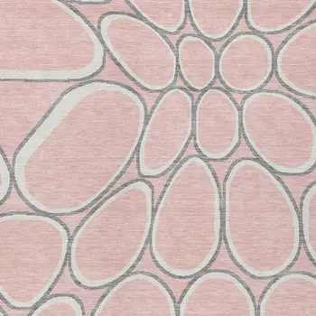 5' X 8' Pink Gray And Ivory Abstract Washable Indoor Outdoor Area Rug