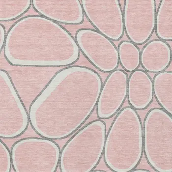 8' X 10' Pink Gray And Ivory Abstract Washable Indoor Outdoor Area Rug