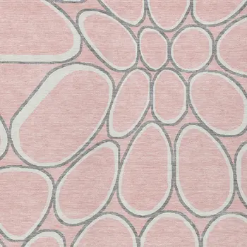 10' X 14' Pink Gray And Ivory Abstract Washable Indoor Outdoor Area Rug