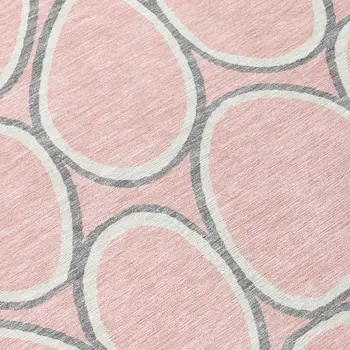10' X 14' Pink Gray And Ivory Abstract Washable Indoor Outdoor Area Rug