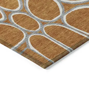 5' X 8' Copper Gray And Ivory Abstract Washable Indoor Outdoor Area Rug