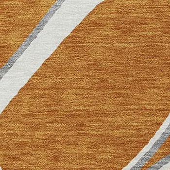 5' X 8' Copper Gray And Ivory Abstract Washable Indoor Outdoor Area Rug