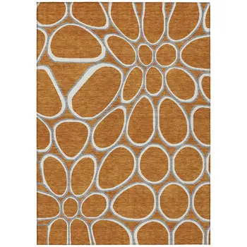 9' X 12' Copper Gray And Ivory Abstract Washable Indoor Outdoor Area Rug