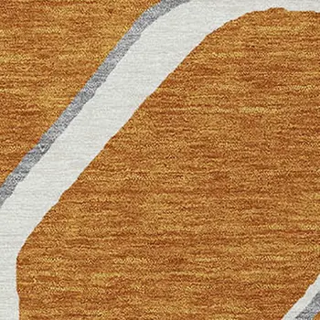 9' X 12' Copper Gray And Ivory Abstract Washable Indoor Outdoor Area Rug