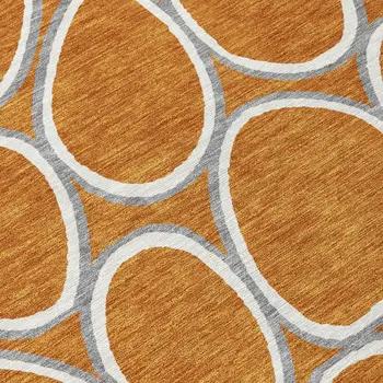 9' X 12' Copper Gray And Ivory Abstract Washable Indoor Outdoor Area Rug