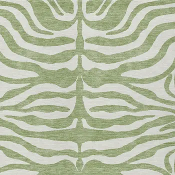 8' X 10' Artichoke Green And Ivory Animal Print Washable Indoor Outdoor Area Rug