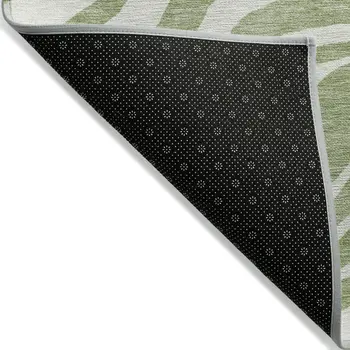 10' X 14' Artichoke Green And Ivory Animal Print Washable Indoor Outdoor Area Rug