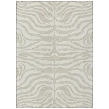 3' X 5' Beige And Tan Animal Print Washable Indoor Outdoor Area Rug