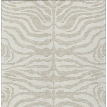 8' X 10' Beige And Tan Animal Print Washable Indoor Outdoor Area Rug