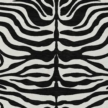 5' X 8' Black And Ivory Animal Print Washable Indoor Outdoor Area Rug