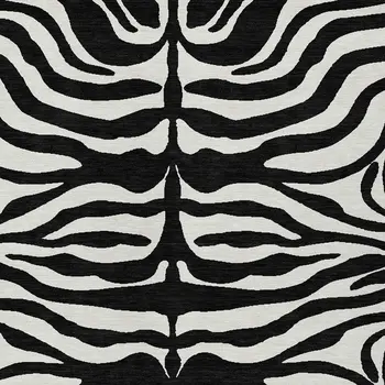 8' X 10' Black And Ivory Animal Print Washable Indoor Outdoor Area Rug