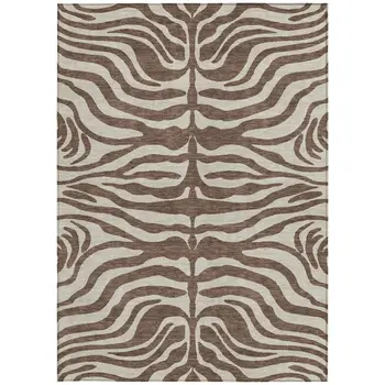 3' X 5' Brown And Beige Animal Print Washable Indoor Outdoor Area Rug