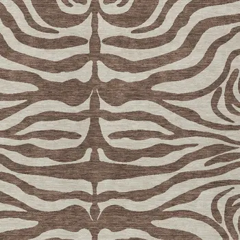 9' X 12' Brown And Beige Animal Print Washable Indoor Outdoor Area Rug