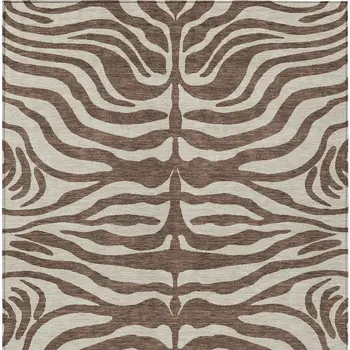 10' X 14' Brown And Beige Animal Print Washable Indoor Outdoor Area Rug