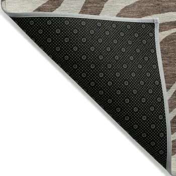 10' X 14' Brown And Beige Animal Print Washable Indoor Outdoor Area Rug