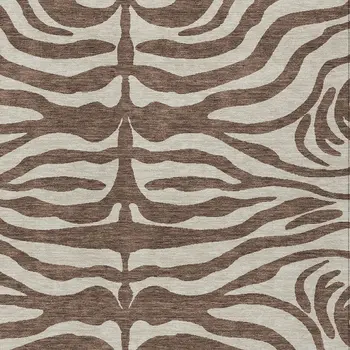 10' X 14' Brown And Beige Animal Print Washable Indoor Outdoor Area Rug
