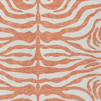 3' X 5' Coral And Ivory Animal Print Washable Indoor Outdoor Area Rug