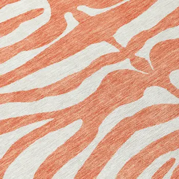 3' X 5' Coral And Ivory Animal Print Washable Indoor Outdoor Area Rug