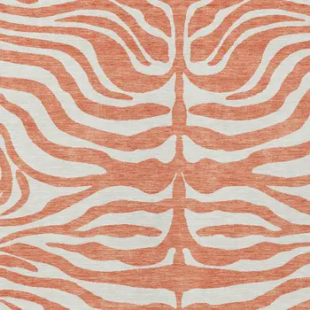 5' X 8' Coral And Ivory Animal Print Washable Indoor Outdoor Area Rug