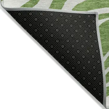 5' X 8' Green And Ivory Animal Print Washable Indoor Outdoor Area Rug