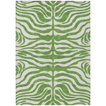 10' X 14' Green And Ivory Animal Print Washable Indoor Outdoor Area Rug