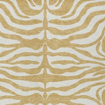 3' X 5' Gold And Ivory Animal Print Washable Indoor Outdoor Area Rug
