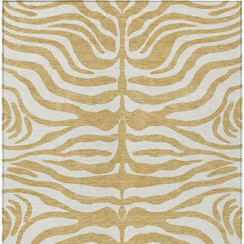 10' X 14' Gold And Ivory Animal Print Washable Indoor Outdoor Area Rug