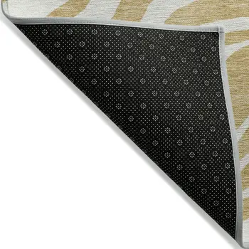 10' X 14' Gold And Ivory Animal Print Washable Indoor Outdoor Area Rug