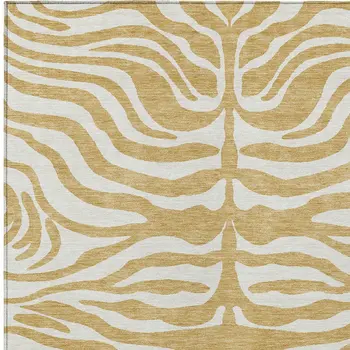 10' X 14' Gold And Ivory Animal Print Washable Indoor Outdoor Area Rug