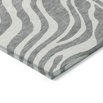 9' X 12' Gray And Ivory Animal Print Washable Indoor Outdoor Area Rug