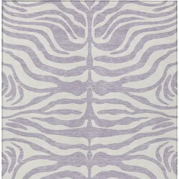 8' X 10' Lavender And Ivory Animal Print Washable Indoor Outdoor Area Rug